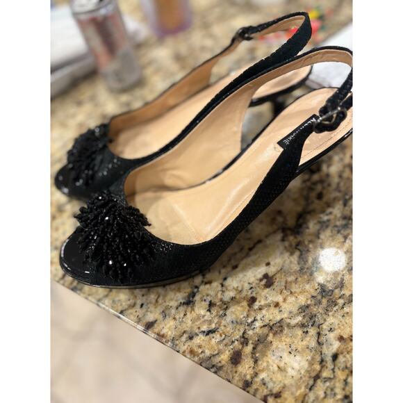 ALEX MARIE MARLA RHINESTONE BEADED Black Slingback PUMP HEEL SHOE Size 10 - Picture 7 of 8